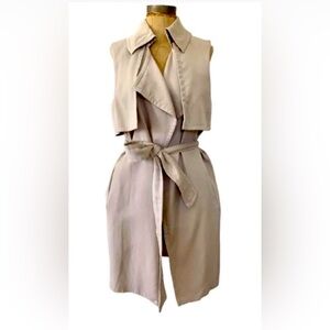amaryllis tan 100% tensel trench coat vest sleeveless sz Small